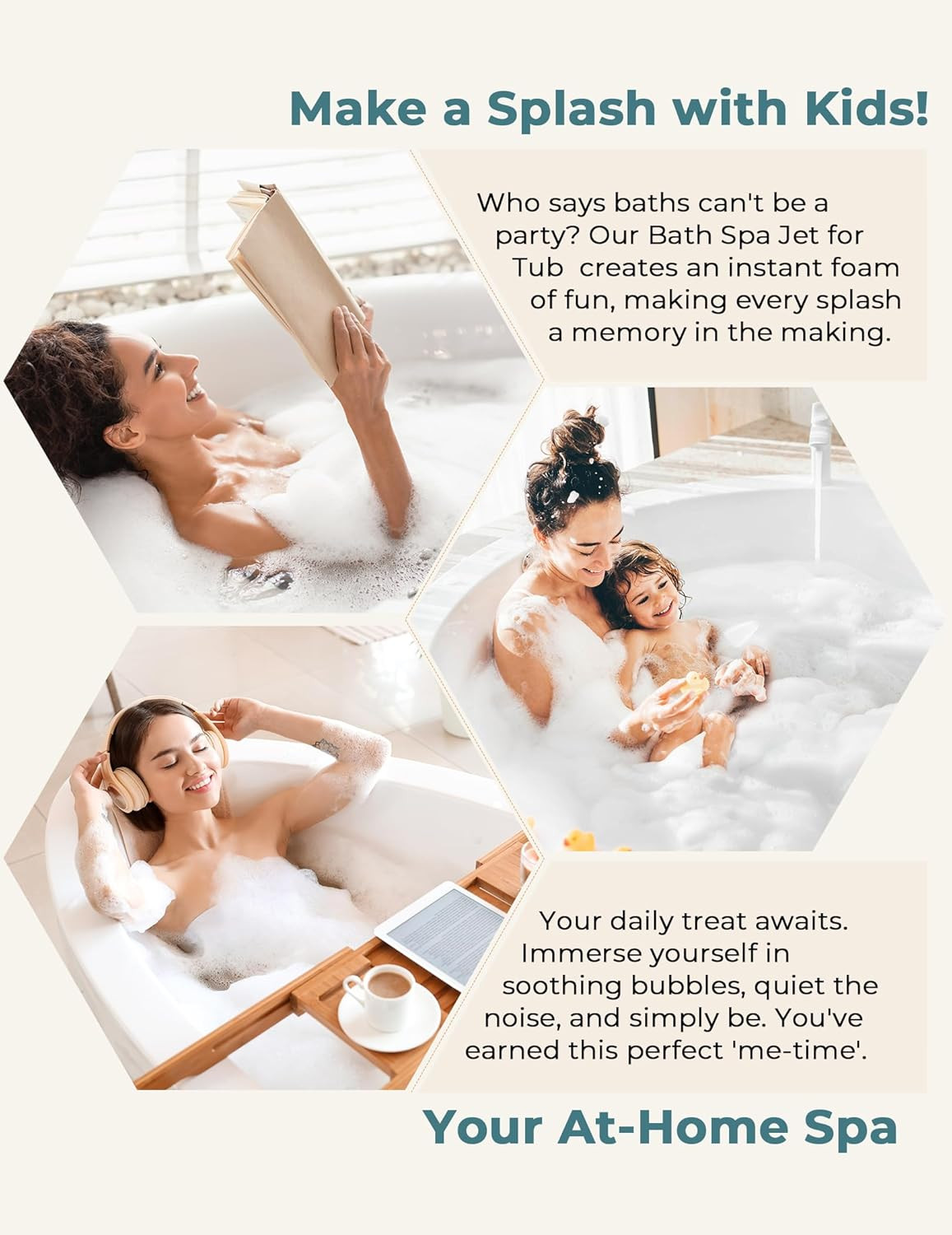 Bath Jets for Tub,Portable Jet Spa for Bathtub with Dual Hydro Jets for Tub Crea