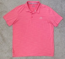 Adidas Golf Polo Shirt Mens XL Pink Coral Striated Polyester Stretch adidas Logo