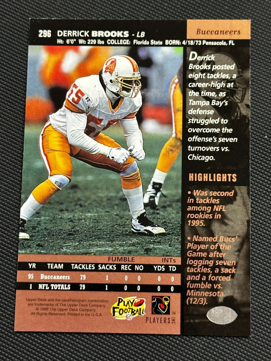 1996 Upper Deck #296 Derrick Brooks Tampa Bay Buccaneers Football