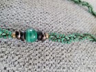 Vintage Malachite Beaded Necklace - Gemstone Necklace with Brass Bead Spacers — photo 4