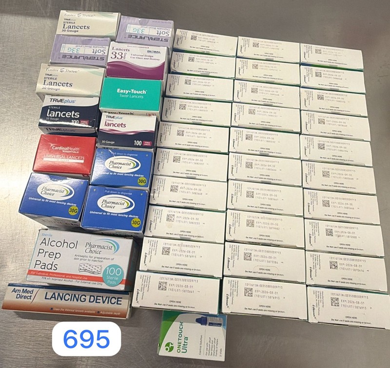 3,000 ONE TOUCH ULTRA. TEST STRIPS,METER,SOLUTION,PADS,LANCETS,DINGED