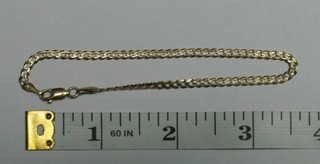 2.95 Grams 14K Yellow Gold Bracelet 7'' Cuban Not Scrap SN932