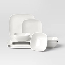12pc New Poreclain Square Coupe Dinnerware Se...