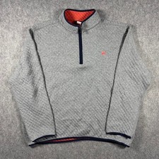 Brooks Brothers Red Fleece Mens XXL Quilted Quarter Zip Pullover Gray Heather