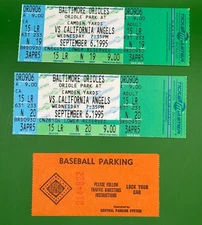 RARE MINT 2 TICKETS TOGETHER Cal Ripken 2131 9/6/95 Record Breaking Game Streak