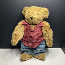 Authentic Vermont Teddy Bear Adjustable Positions MADE IN USA With Outfit 16"