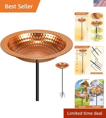 Copper Finish Bird Bath Stand with Tray - Ideal for Attracting Charming Birds