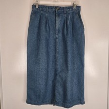 Vintage Lee Blue Denim Skirt size 12 Maxi cotton Long A line Western Modest