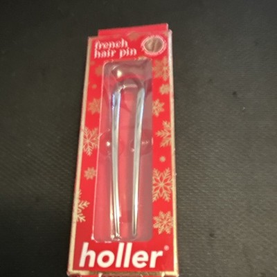 holler French Hair Pin Double Prong U-Shape Silver Metal 3.5 in Styling Tool