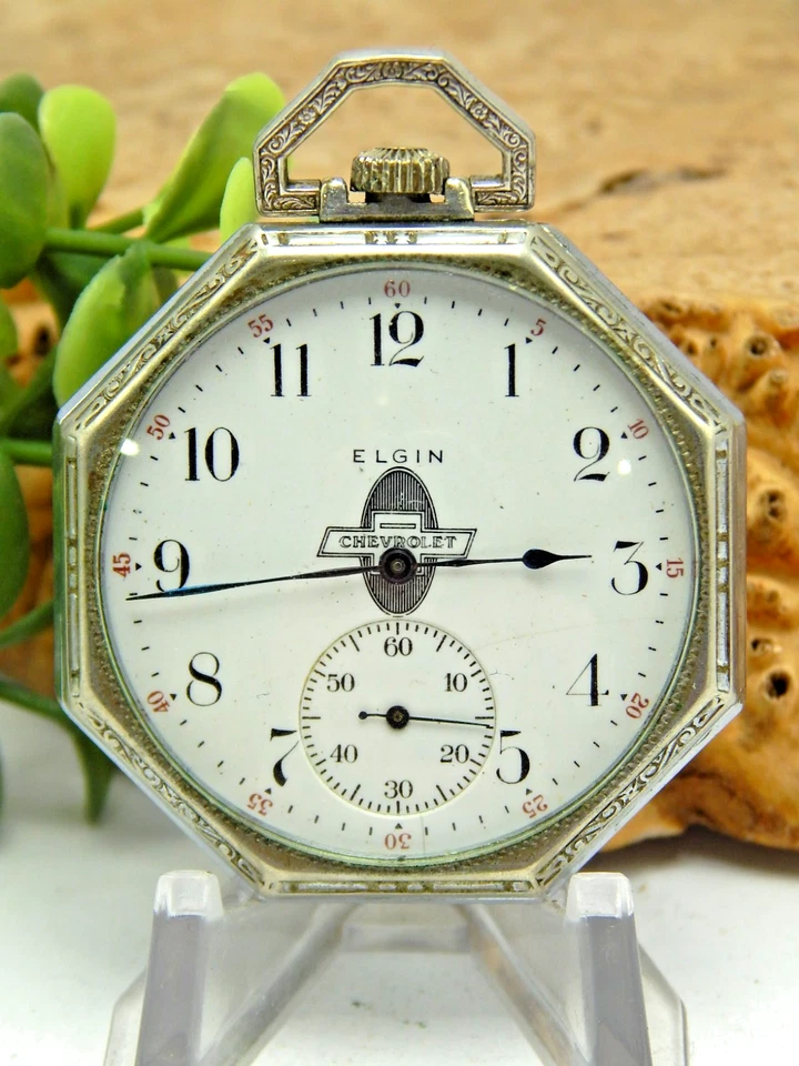 Vintage Antique Elgin Chevrolet 12 size gents pocket watch circa 1920 art deco - Image 2 of 4