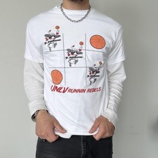 Vintage UNLV Basketball Shirt Runnin Rebels Fits Small White NCAA 90s