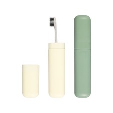 2Pcs Travel Toothbrush Case 1.57 x 1.14 x 7.87" Toothbrush Holder White/Green