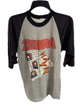 VINTAGE 80s Zebra Band “1983” Baseball Jersey Rock N Roll  Tee Medium  16x27