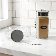Set 3 Barattoli Ermetici Quadrati In Latta Con Coperchio In Bambù E Cucchiaio, Neri, 100 Ml, Per Caffè, Zucchero, Tè E Cereali - 2