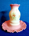 VINTAGE FENTON ONE-PIECE  AUTUMN LEAF BURMESE FAIRY LAMP W/ UV GLOW