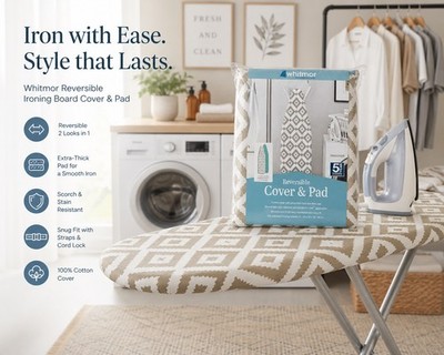 Whitmor Reversible Ironing Board Cover & Pad Scorch & Stain Resist Universal Fit