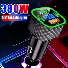 380W Car Charger PD USB Charger With Voltage Display Super Fast Charge Adapter