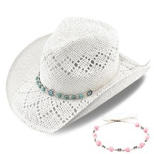 Women's Western Cowgirl Hat Men's Cowboy Hat Straw Cowboy Hat Woven Sun Hat W...