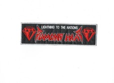 DIAMOND HEAD, LIGHTNING TO THE NATIO SEW ON WHITE BORDER EMBROIDERED STRIP PATCH