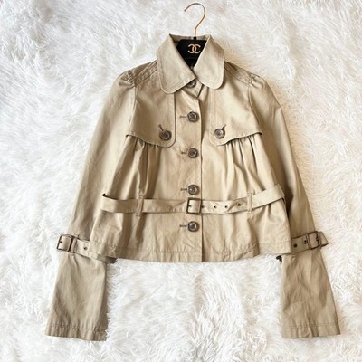 BURBERRY BLUE LABEL Womens Short Trench Coat Nova Check Belted