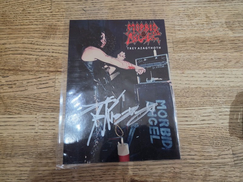 Trey Azagthoth Morbid Angel Hand Signed Autographed Photo Card Metalhead Box