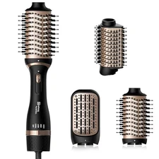 NICEBAY Hair Dryer Brush Hot Tools Blow Dryer Straightening Curling - BLACK/GOLD