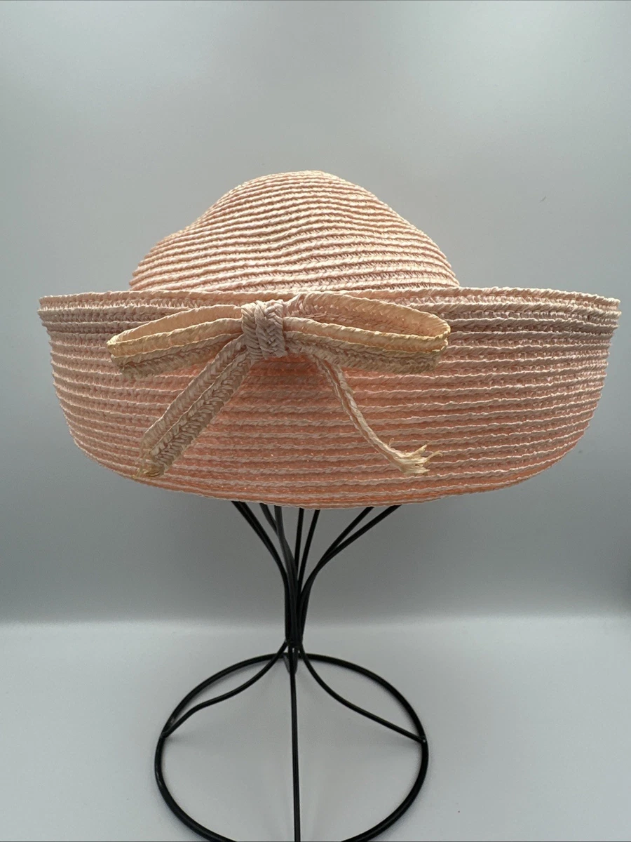 Vintage Brown Sandra New York Pill Box Hat W/ Pink
Box Size 22 Stewardess Oval Pillbox Hat Vintage Retro Style Party  main image 3
