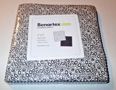 BENARTEX KANVAS COTTON FABRIC ~ DOMINO EFFECT ~ 5'' X 5'' PACK ~ 42 PIECES *NEW
