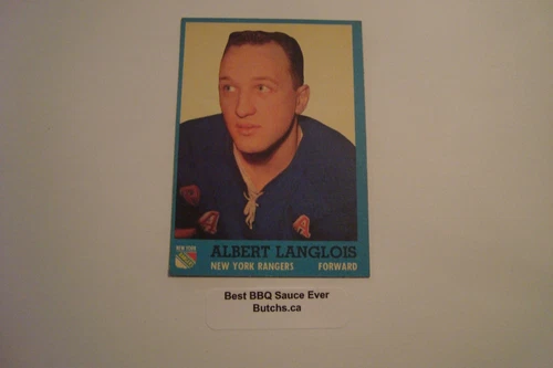 1962 63 Topps Hockey  #47 Albert Langlois Card New York Rangers Crease Free
