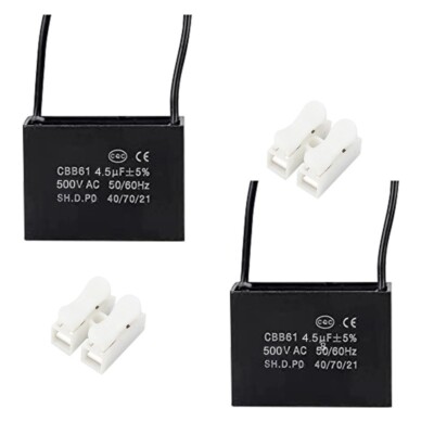 1PCS 500V 4.5UF CBB61 Ceiling Fan Motor Running Capacitor 2 Wire 50/60 Hz