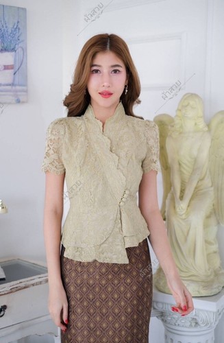 LAOS/THAI TRADITIONAL LACE/SILK BLOUSE SHIRTS - #05 Chest Sizes 32" - 46" - Picture 21 of 103