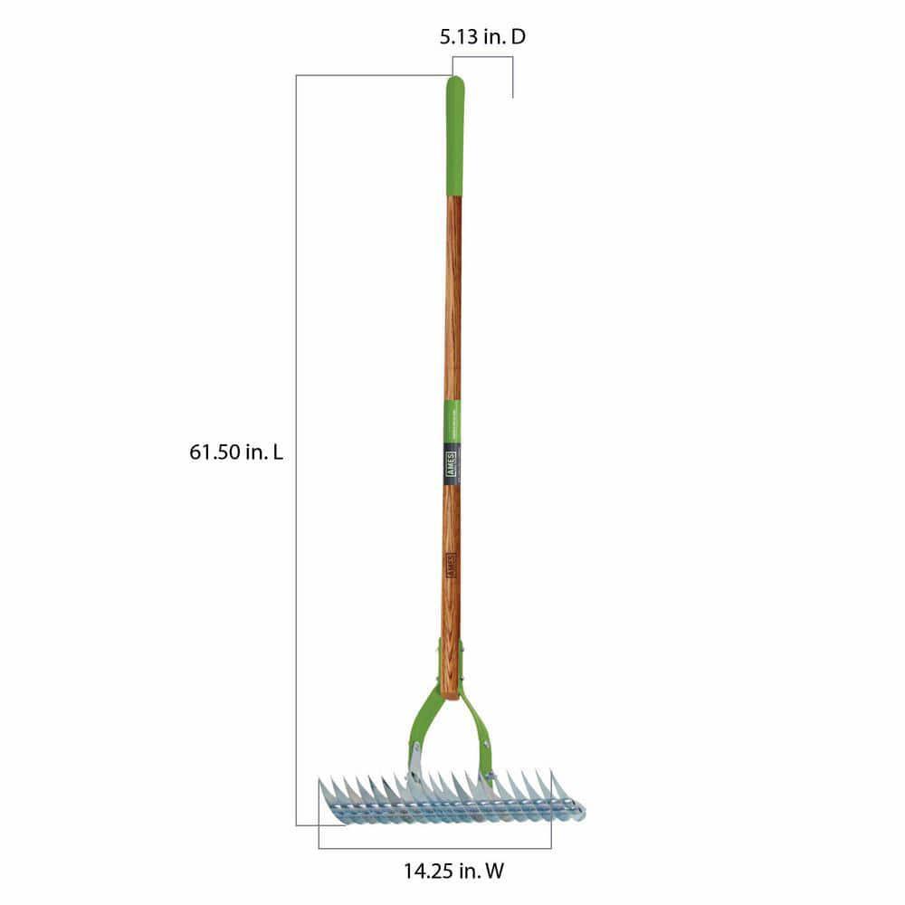 Ames Thatch Rake 54-in Bow Hardwood Handle 19-Tine Adjustable Coated ...