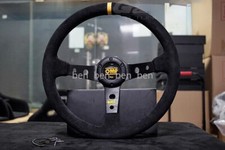 350mm 14 Omp Genuine Suede Leather Black Deep Cone Racing Sport Steering Wheel