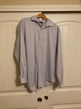 Van Heusen Blue and White Stripe Button Down Shirt XL 17 1/2 34/35 Long Sleeve