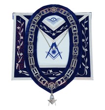 Masonic Blue Lodge Officer 100 Lambskin Apron - SENIOR DEACON Chain Collar