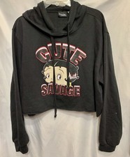 Betty Boop "Cute Savage" Hoodie Sweatshirt 1X Waistband Length Black