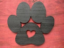 Wood Paw Print Dog Decor- Dog Paw Cutout-Doggy Room Decor Paw Print w/heart