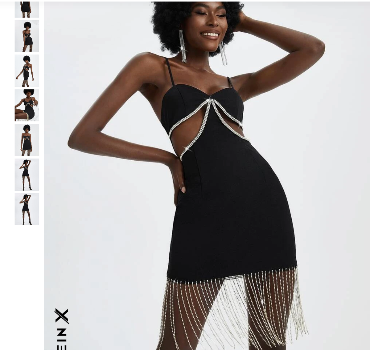 SHEIN X Runway SHERO Cut Out Fringe Hem Cami Dress Black Size M New No Tags
