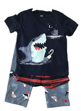 Carter's Child of Mine 3 Pc Shark PJ Set -Shorts Shirt Pants-Boy's Size 4 NEW