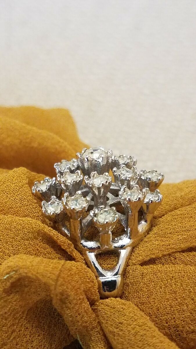 18KT HGE White Gold Plate Crystal Cocktail Ring Size 8 | eBay 18KT HGE White Gold Plate Crystal Cocktail Ring Size 8 | eBay