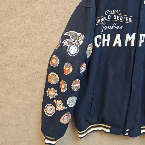 JH Design Group world series Yankees Varsity Jacket Navy Menswear Size 2XL - Picture 2 of 15