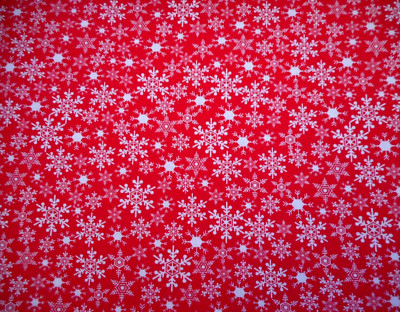 Christmas Fabric Short Yard White Snowflakes on Red Quilting Cotton #35 Vtg #C