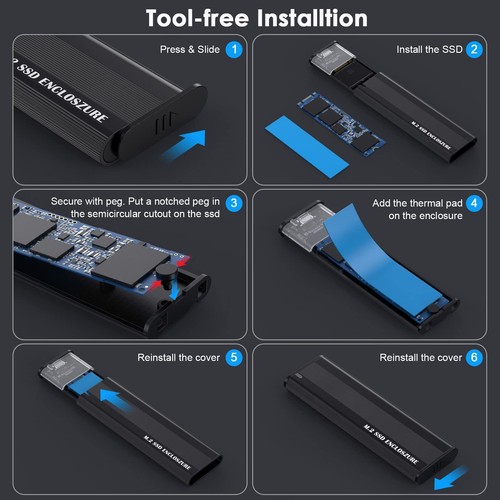 Boîtier SSD M.2 NVME 10Gbps USB C 3.1 Gen 2 Boîtier Disque Dur SSD M.2 NVME S... - Afbeelding 6 van 8