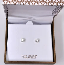 GIANI BERNINI Cubic Zirconia Sterling Silver Gift box STUD BASIC Round