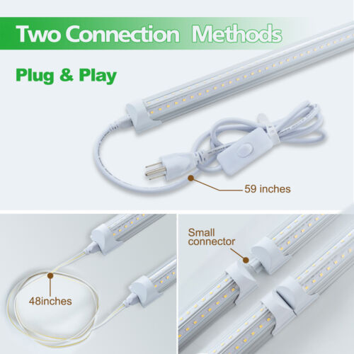 2FT 6 Pack LED Shop Light T8 Linkable Ceiling Tube Fixture 24W Daylight V Shape - Picture 3 of 10