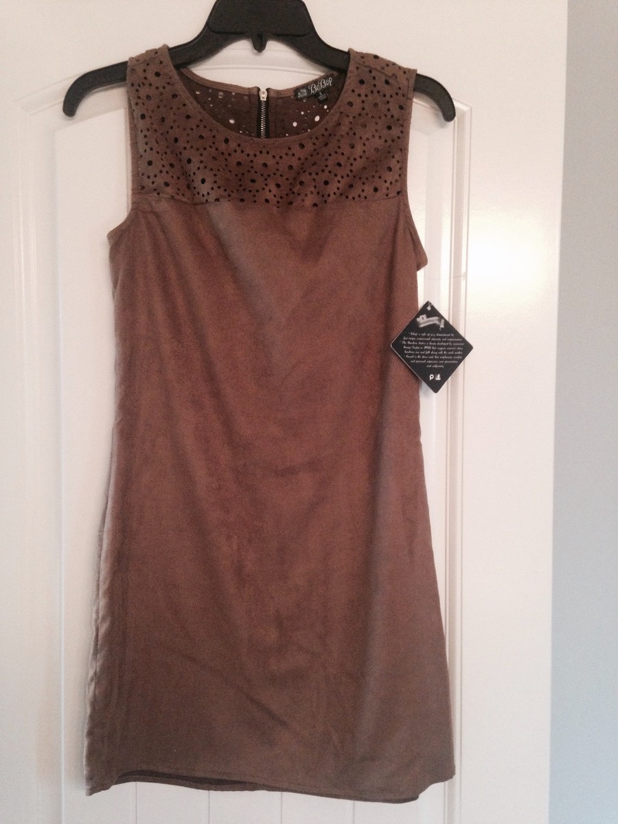 bebop brown dress Be Bop Womens/Jrs. Brown Faux sleeveless suede dress size Small