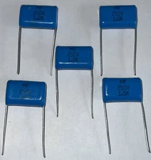 XICON 1 uF 250-VOLT RADIAL POLY 10% Capacitors. P/N 146-250V1.0K New Lot of (5)