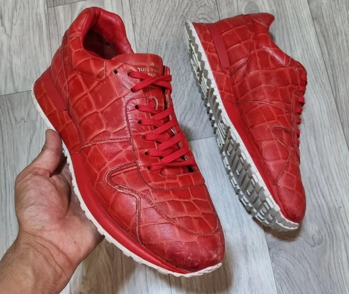 Louis Vuitton Shoes LV Calfskin Crocodile Embossed Red Runaway