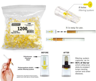 EFFICIENT Bulk Cigarette Filter Tips (1200 Filters) Block, Filter Out Tar &  Nic