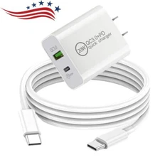 For iPhone 16 15 20W Fast Charger Plug USB Type-C Wall Power Adapter USB-C Cable